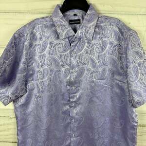 Barry. Wang Button Down Shirt light, purple Silk Paisley Men's Shirt